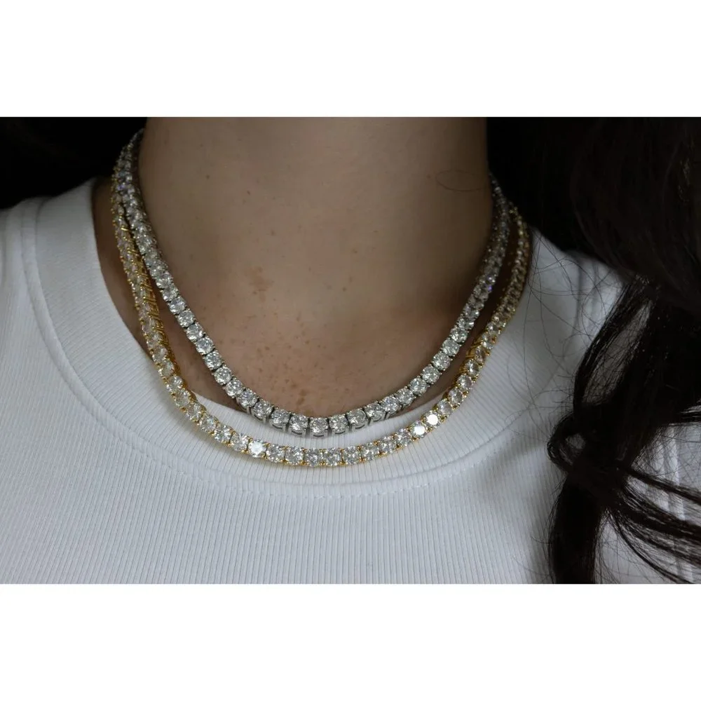 Diamond Tennis Necklace, Cubic Zirconia Tennis Necklace, 3mm-5mm Tennis Necklace - Picture 10 of 10